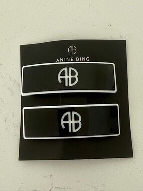 Anine Bing Black Hair Clips with White Trim – Set of 2